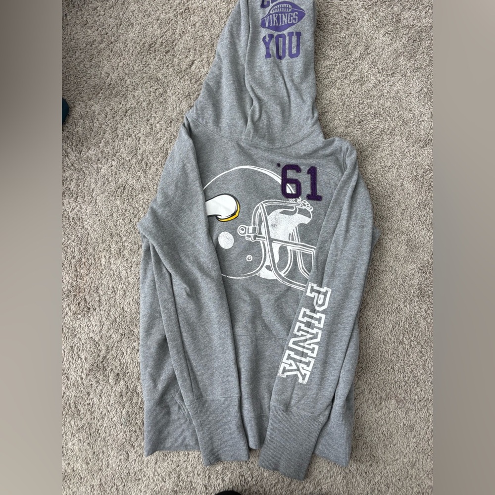 VS PINK Hoodie MN Vikings Football Helmet Design